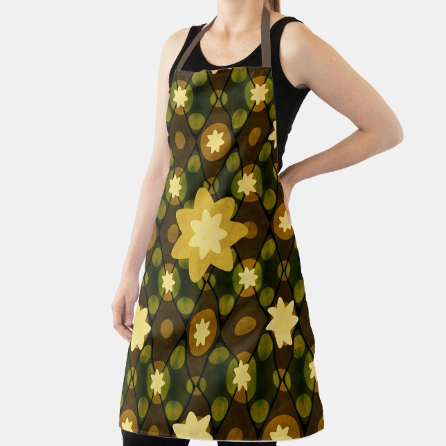 Tablier de cuisine imprimé jaune et marron rustiqu (Insitu)