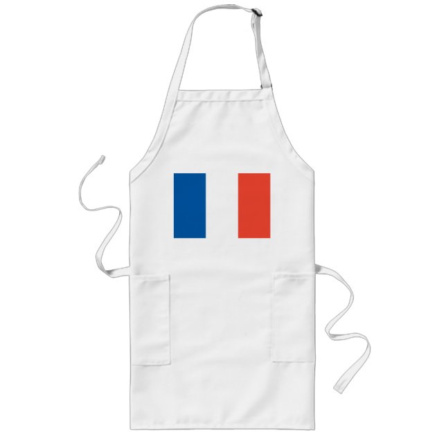 Tablier de cuisine long avec drapeau français (Devant)
