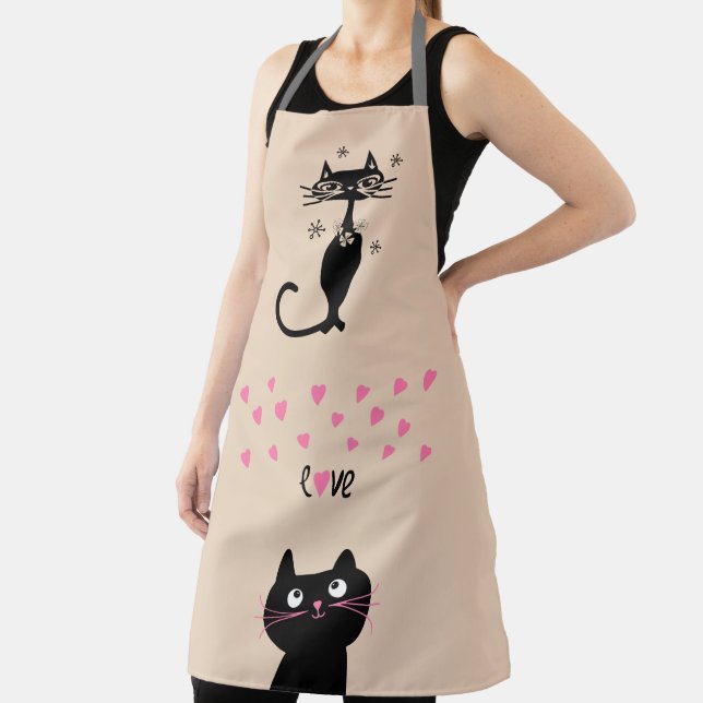 TABLIER DE CUISINE MIGNON CHAT NOIR AMOUR (Insitu)