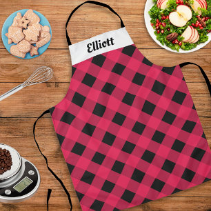 Tablier de cuisine moderne personnalisé à carreaux
