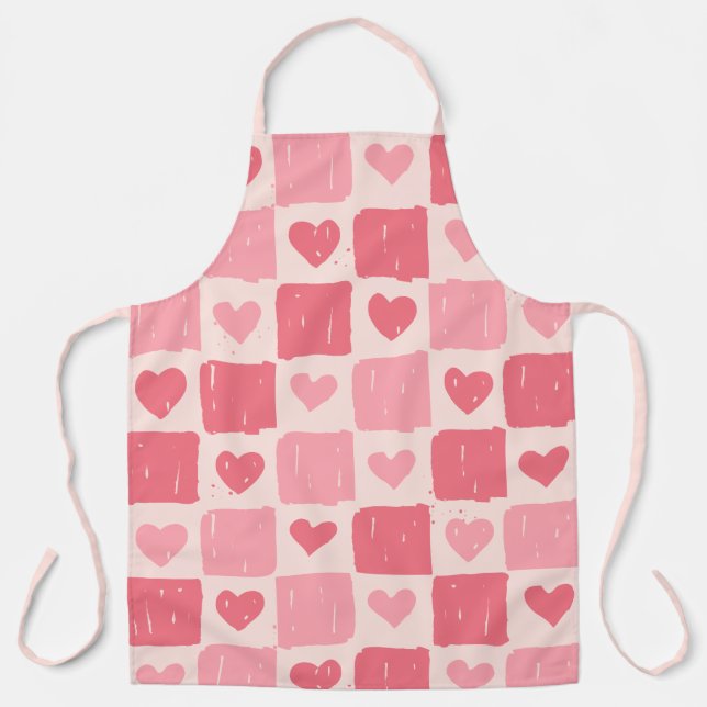 Tablier de cuisine motif coeurs peints d'amour (Recto)