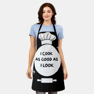 Tablier de cuisine noir drôle « Je cuisine aussi