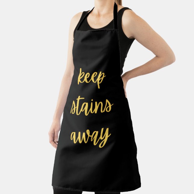 Tablier de cuisine noir et or "Éloigne les taches" (Insitu)