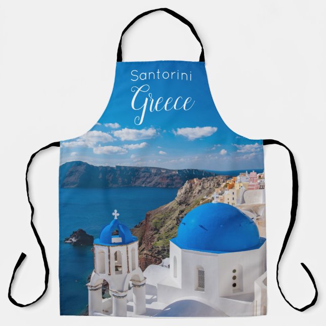 Tablier de cuisine panoramique de Santorin Grèce (Recto)