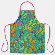 Tablier de cuisine papillon et colibri vibrant