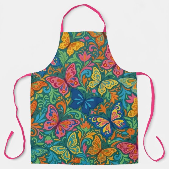 Tablier de cuisine papillon vibrant (Recto)