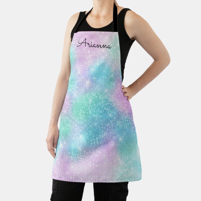 Tablier de cuisine personnalisé avec nom iridescen (Insitu)