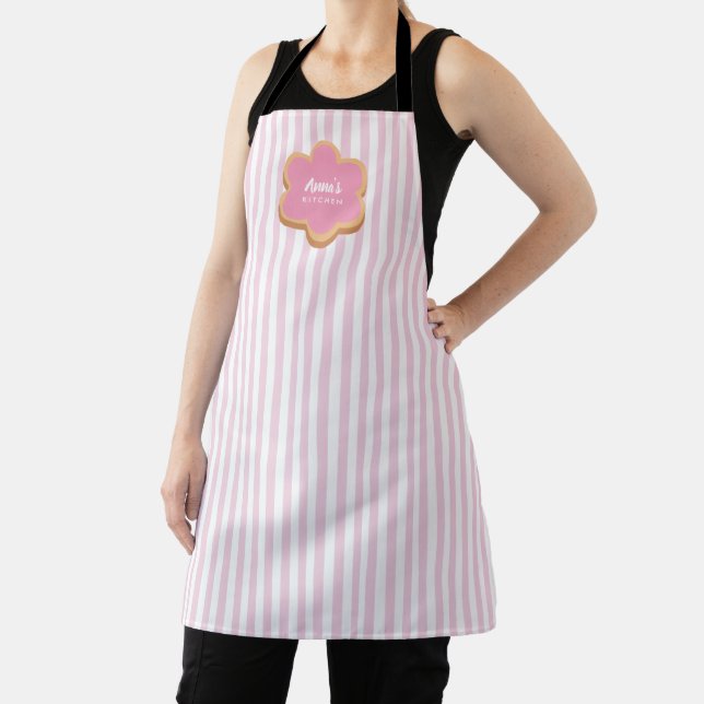Tablier de cuisine personnalisé avec rayure rose p (Insitu)