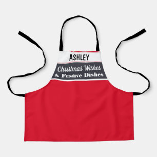 Tablier de cuisine personnalisé pour Noël en rouge