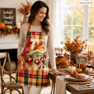 Tablier de cuisine plaid d'automne de Thanksgiving