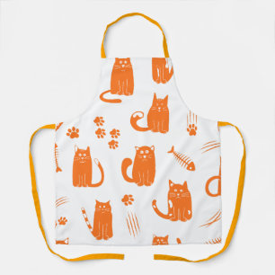 Tablier de cuisine pour amateur de chat orange mig