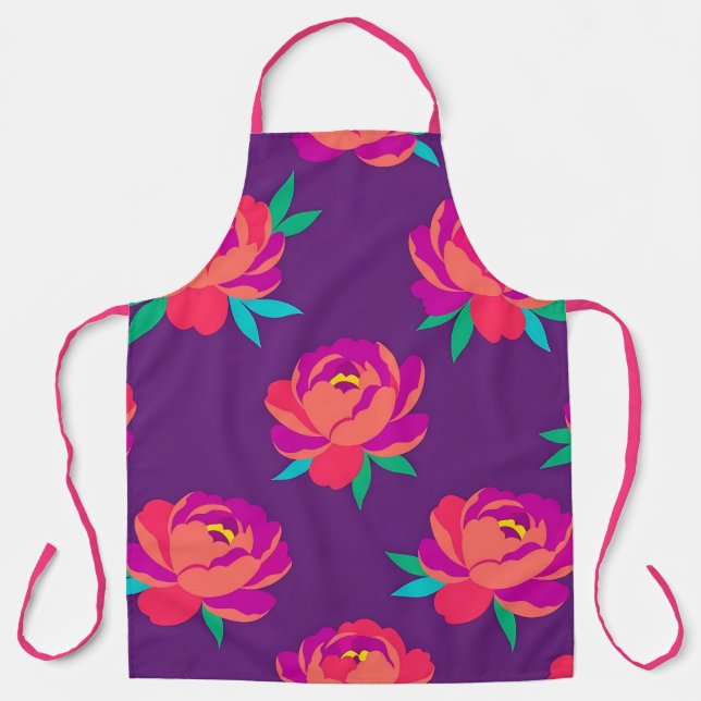 Tablier de cuisine professionnel floral vibrant (Recto)