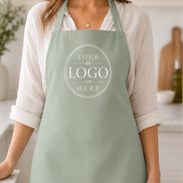 Tablier de cuisine professionnel vert sauge avec l (Créateur téléchargé)
