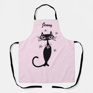 Tablier de cuisine rétro chat noir atomique