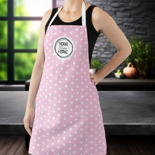 Tablier de cuisine rose à pois personnalisé avec l