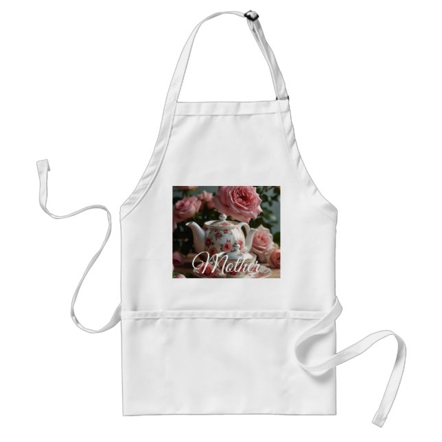Tablier de cuisine Rose Chou en fleurs rose (Devant)