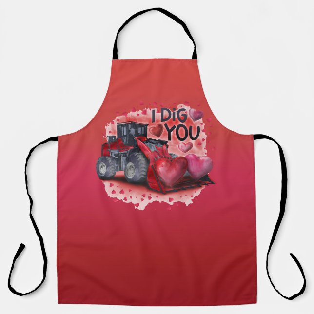 Tablier de cuisine rouge pour la Saint-Valentin 'J (Recto)