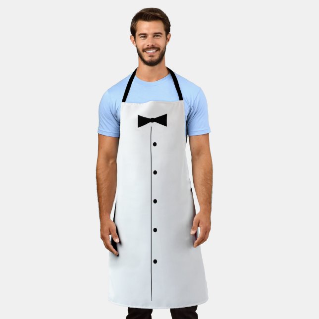 Tablier de cuisine smoking avec noeud papillon noi (Porté)
