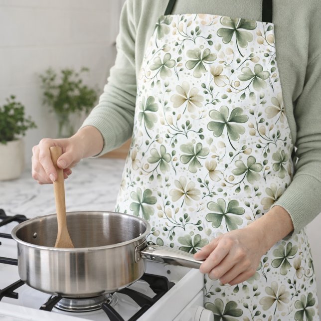 Tablier de cuisine Trèfle à l'aquarelle | Cadeau i (Créateur téléchargé)