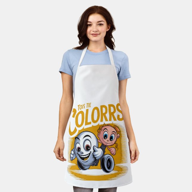Tablier de cuisine vibrant Pop Art dessin animé (Porté)