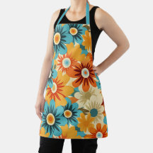 Tablier de cuisine vintage boho à fleurs sauvages