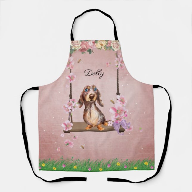Tablier de Dachshund tacheté aux longs cheveux (Recto)