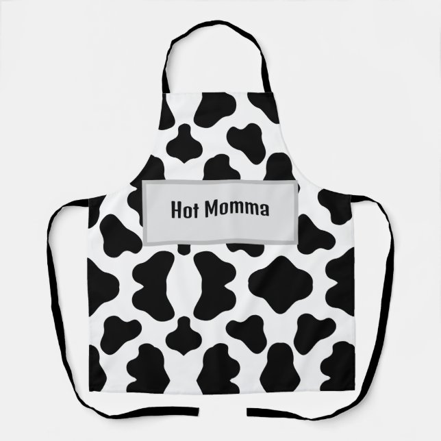 Tablier de design noir et blanc "Momma chaud" (Recto)