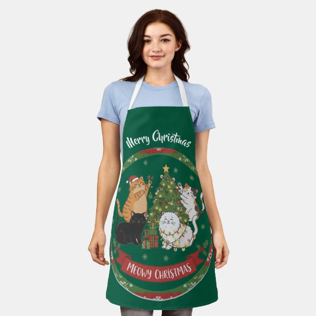 Tablier de famille de chat de Noël joyeux  (Porté)