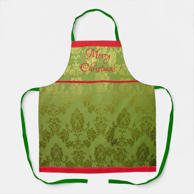 Tablier de fête avec brocart faux vert et garnitur (Recto)