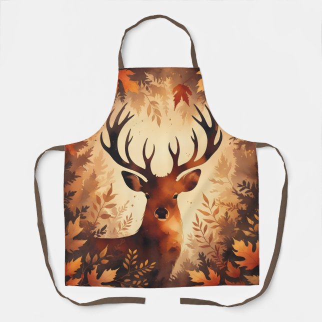 Tablier de forêt automnale de cerf majestueux (Recto)