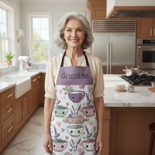 Tablier de Grand-mère personnalisé avec Fleurs et