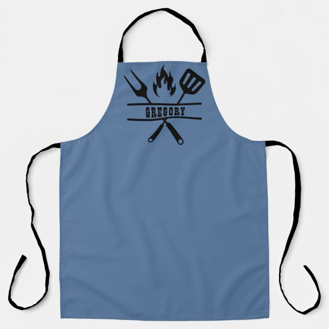 Tablier de grill personnalisé bleu (Recto)