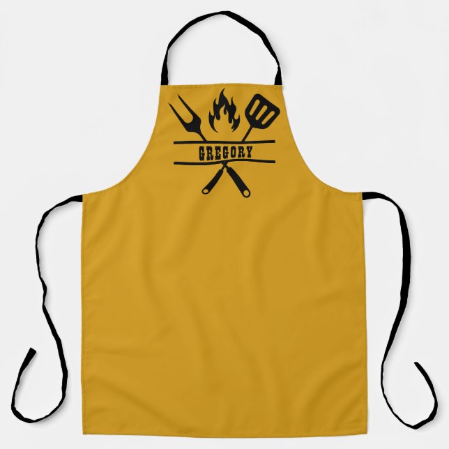 Tablier de grillade personnalisé en or (Recto)