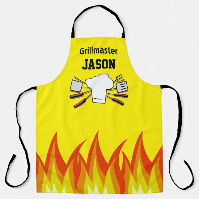 Tablier de Grillmaster BBQ Jaune Personnalisé (Recto)