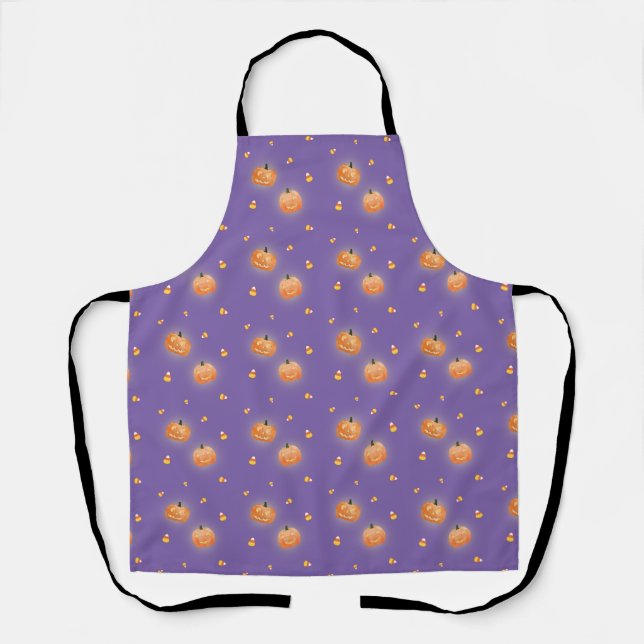 Tablier de Halloween avec citrouille lumineuse (Recto)