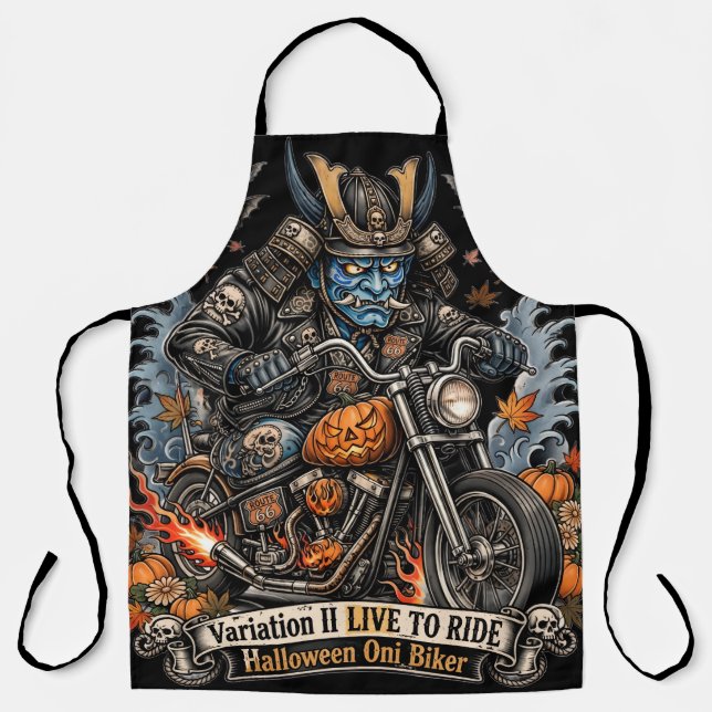 Tablier de Halloween Blue Oni Biker - VIVE POUR RO (Recto)