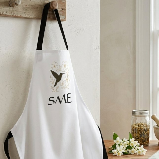 Tablier de jardin de fleurs pour colibris (Hummingbird floral monogram apron)