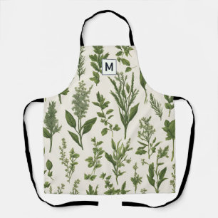 Tablier de jardinage à motif de plantes vertes pou