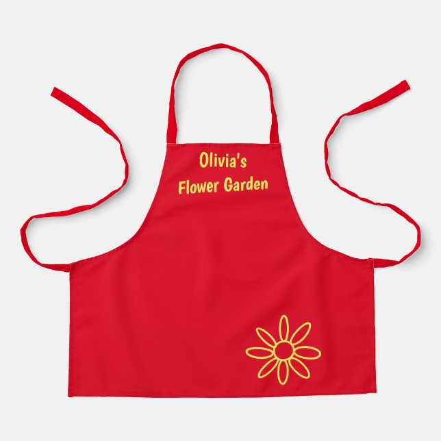 Tablier de jardinage de fille, rouge, mignonne, so (Recto)