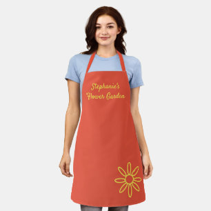 Tablier de jardinage, joli rouge-orange, simple, p