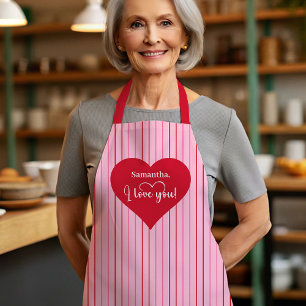 Tablier de la Saint-Valentin personnalisé avec cœu