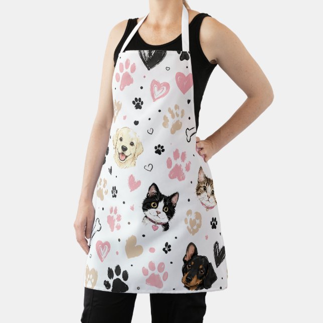 Tablier de l'amoureux des animaux mignons avec cha (Insitu)