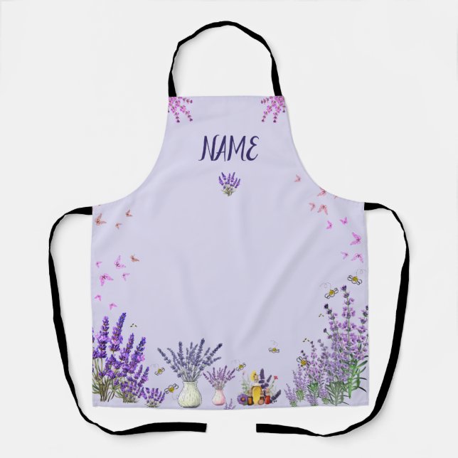 Tablier de lavande pourpre avec papillons et abeil (Recto)