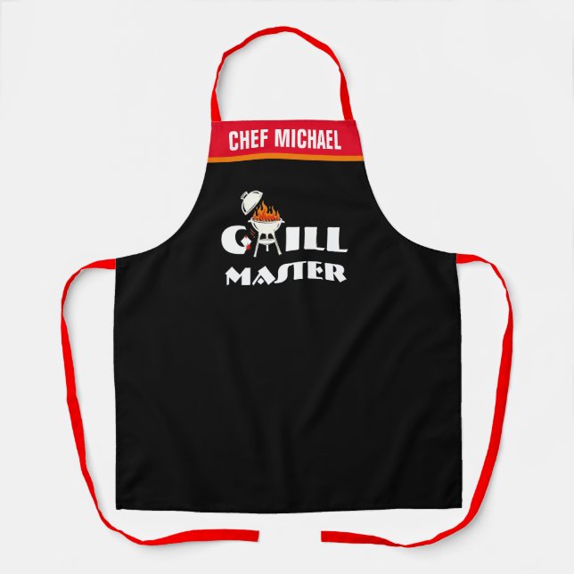 Tablier de Maître de Grill - Nom Personnalisé BBQ  (Recto)
