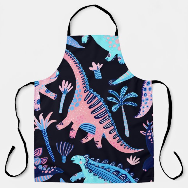 Tablier De mignons dinosaures caricaturaux motif sans cout (Recto)