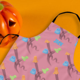 Tablier De mignons fantômes Design d'Halloween, rose perso