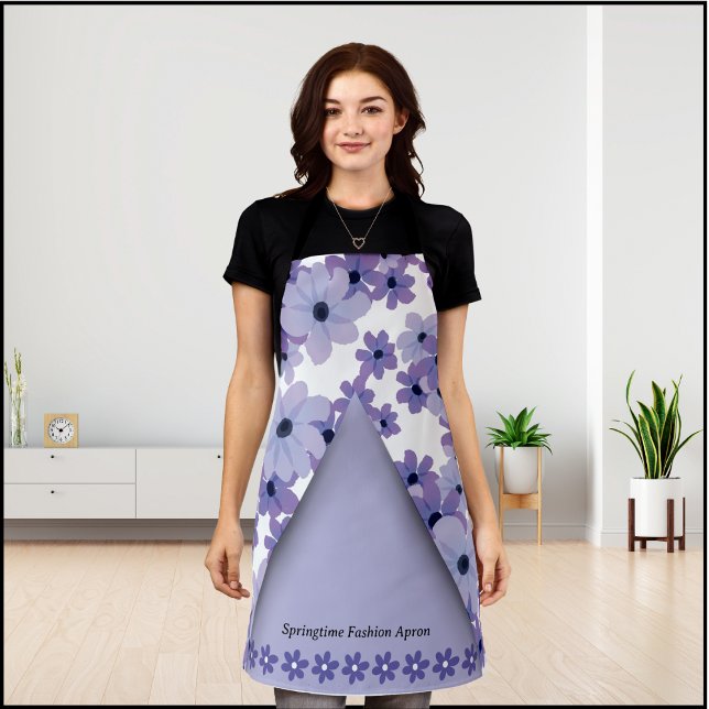 Tablier de mode floral printemps pourpre (Purple Springtime Floral Fashion Apron)