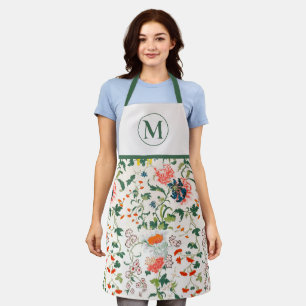 Tablier de monogramme floral florissant