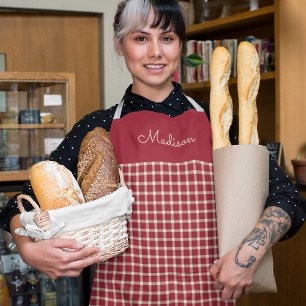 Tablier de Motif rouge classique avec nom