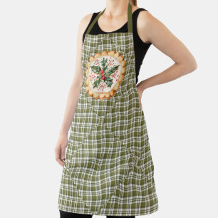 Tablier de Noël à carreaux verts et cookie